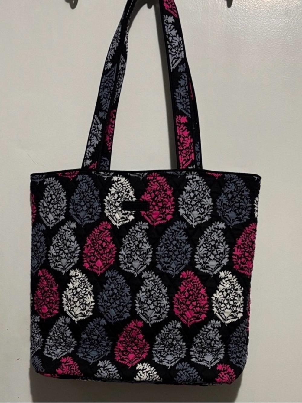 Vera Bradley Quilted Tote in Black, Pink & Gray